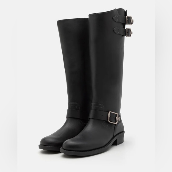 Coach Daria Buckled Tall Moto Boots Sz 8 BNWB - Picture 2 of 9